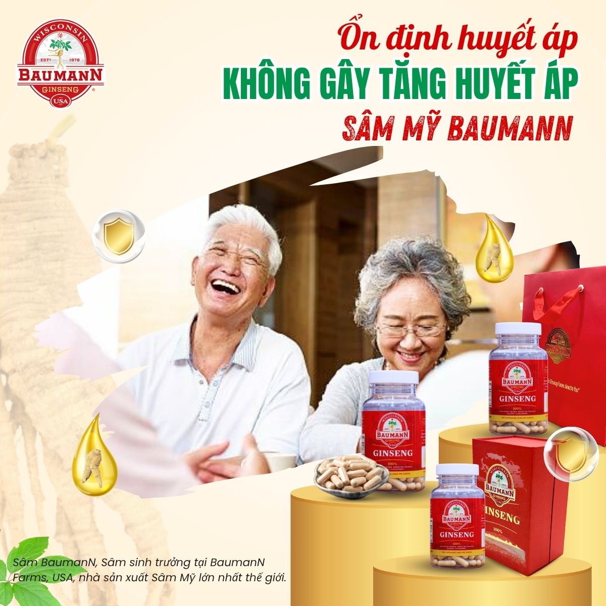 Giãn mạch và ổn định huyết áp cùng sâm Mỹ Baumann