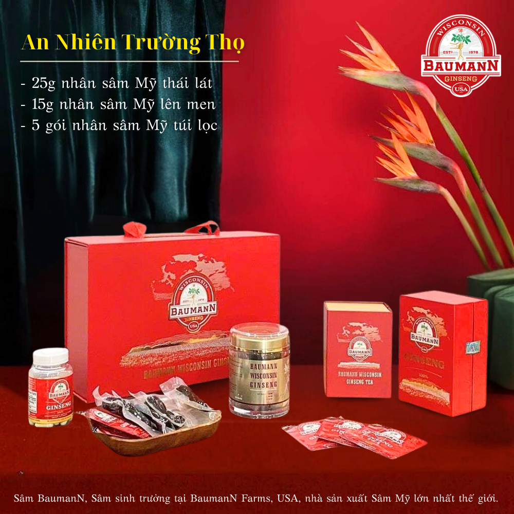 Quà tết sức khỏe nhân sâm mỹ Baumann