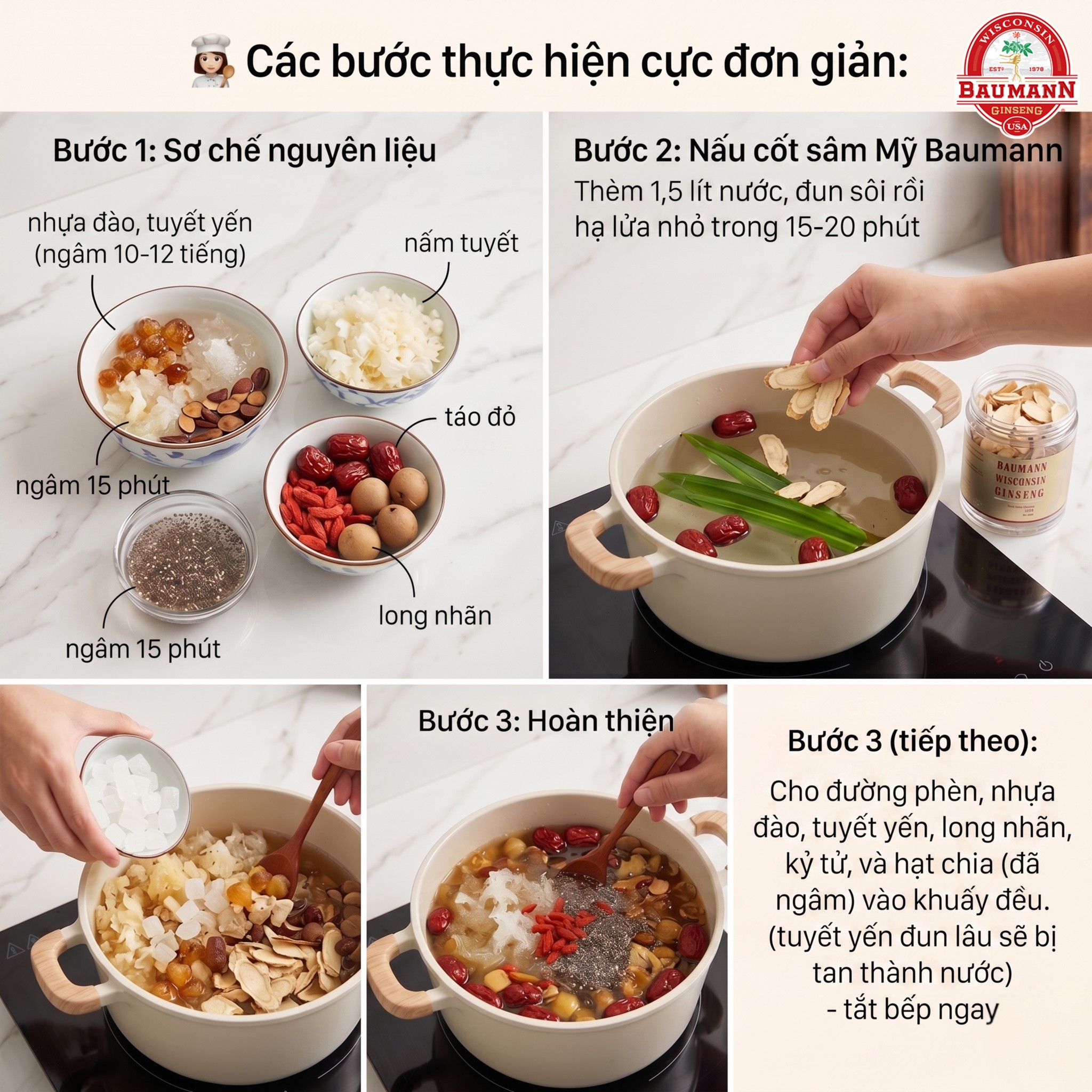 Chè dưỡng nhan cùng nhân sâm mỹ thái lát